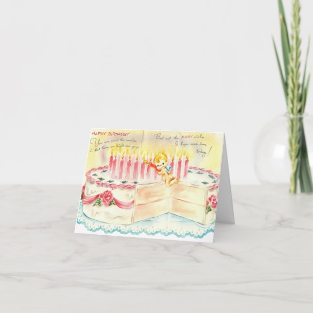 Cartão Vintage Birthday Cake (Frente)