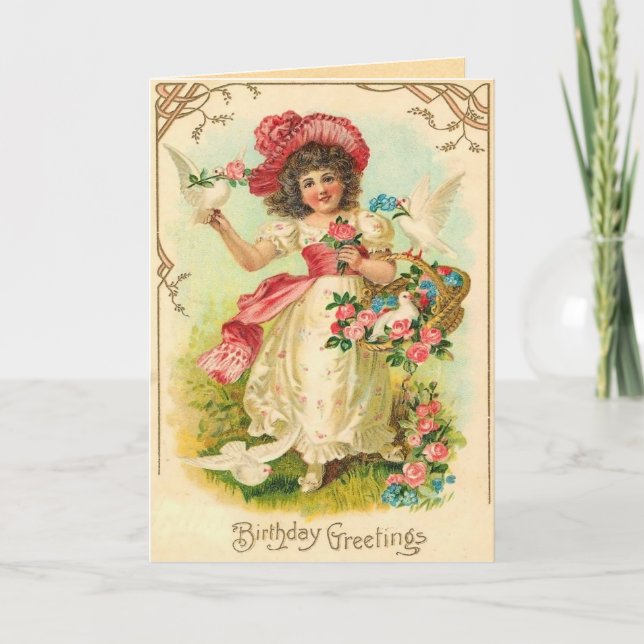 Cartão Vintage Birthday Card (Frente)