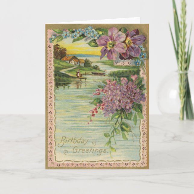 Cartão Vintage Birthday Card (Frente)