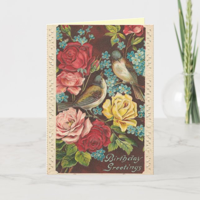 Cartão Vintage Birthday Card para uma garota (Frente)