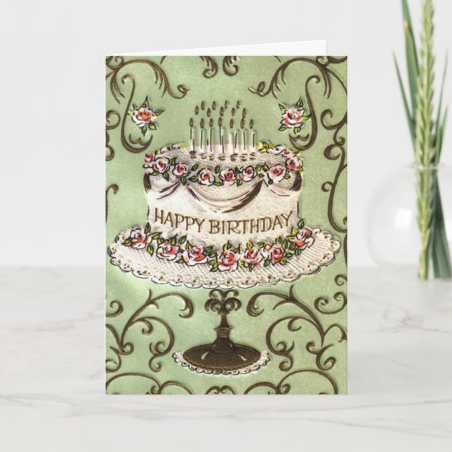 Cartão Vintage Birthday Greeting Card (Frente)