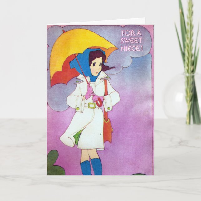 Cartão Vintage Birthday Para A Niece (Frente)