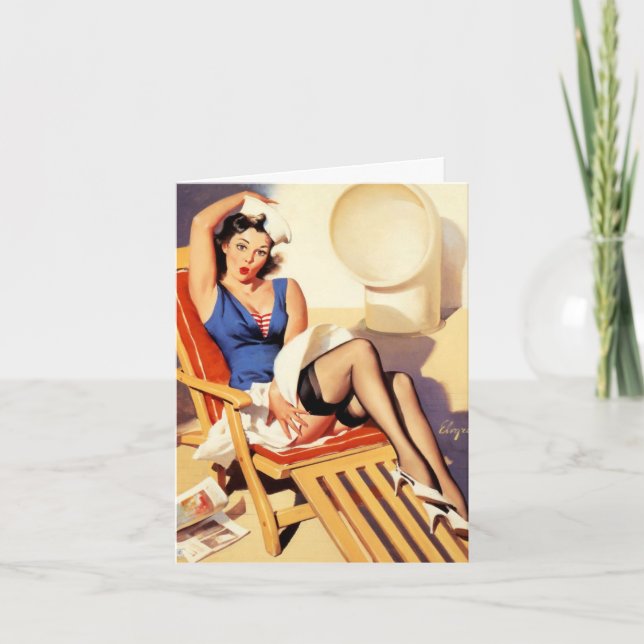 Cartão Vintage Birthday Pinup (Frente)