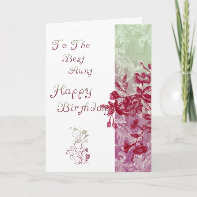 Cartão Vintage Birthday tia (Frente)