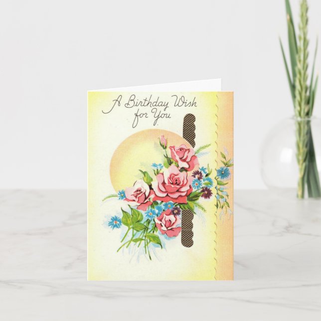 Cartão Vintage Birthday Wish (Frente)