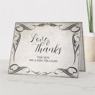 Cartão Vintage Black Art Deco Wedding Obrigado