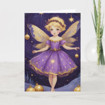 Vintage Blue Starry Night Fairy de Natal