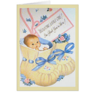 Cartão Vintage - boa vinda, a pequena! ,