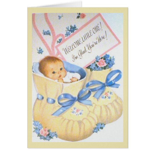 Cartão Vintage - boa vinda, a pequena! , (Frente)