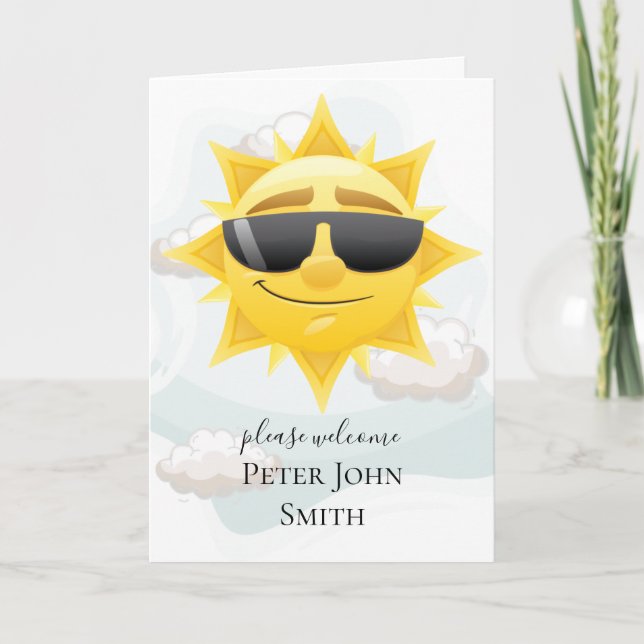 Cartão vintage bóhemiana amarelo raio de sol bebê (Frente)