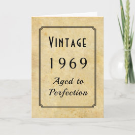 Cartão Vintage Born 1969 or Any Yr Add Name Age Birthday