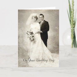 Cartão Vintage Bride e Groom, Parabéns