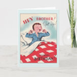 Cartão Vintage Brother Birthday<br><div class="desc">Cartão de saudação de aniversário retrô/vintage.  Adorável garoto acordando no seu aniversário!  Ei,  irmão!  Levante-Se!  É o seu aniversário!</div>