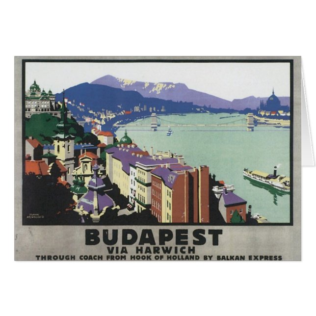 Cartão Vintage Budapest Hungria (Frente Horizontal)