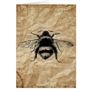 Cartão Vintage Bumble Bee