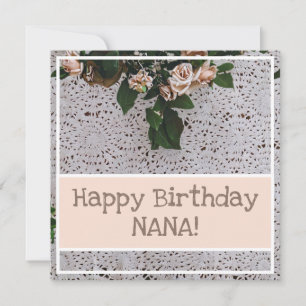 Cartão Vintage Buquê Crochet Background Belo Aniversário