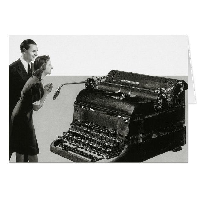 Cartão Vintage Business, máquina de escrever manual antig (Frente Horizontal)