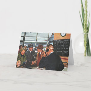 Cartão Vintage Business, Pessoas no Contador de Linhas Aé