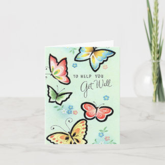 Cartão Vintage Butterfly Get Well Card
