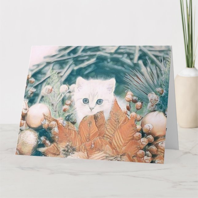 Cartão Vintage Cachorro de Natal Cachorro (Frente)