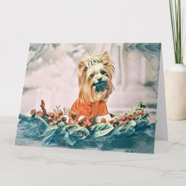 Cartão Vintage Cachorro de Natal Cachorro (Frente)