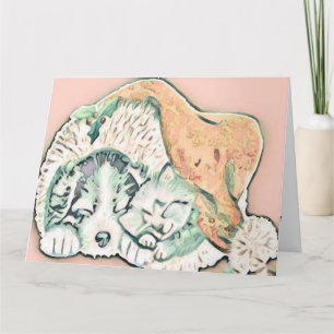 Cartão Vintage Cachorro de Natal e Cachorro Aquarela