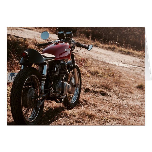 Cartão Vintage Café Racer no Campo de Cranberry (Frente horizontal)