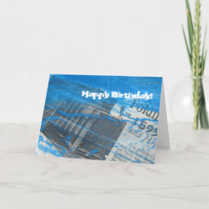 Cartão Vintage Camera Grunge, Feliz Aniversário!