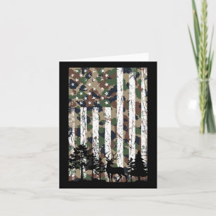 Cartão Vintage Camo American Flag Deer Camoflage Hunting