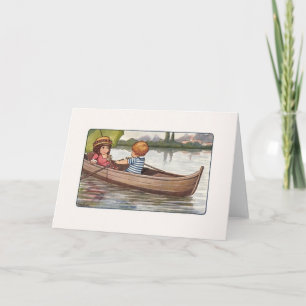 Cartão Vintage Canoe Ride Note Card