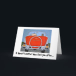 Cartão Vintage Car Birthday Card<br><div class="desc">Original artwork.  My husband Fred and I (Gina) are both artists,  we share a studio and the love of  painting.  All creations in our shop are by us and we are happy to share our art with you.
  
Artwork by husband Fred,  words by me. Taking birthdays on the road.</div>