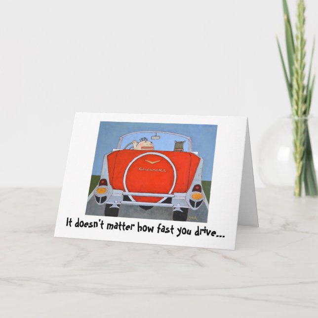 Cartão Vintage Car Birthday Card (Frente)