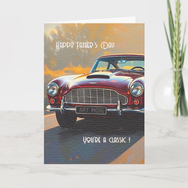 Cartão Vintage Car Father's Day Card (Frente)