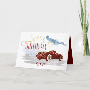 Cartão Vintage Car Happy Birthday Typography For Him