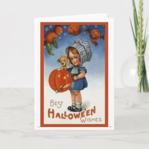 Cartão Vintage Card Design-Best Halloween Wishes
