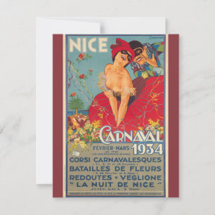 Cartão Vintage - Carnaval francês Nice 1934