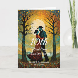 Cartão Vintage Casal Dançando Sob O Aniversário Da Lua