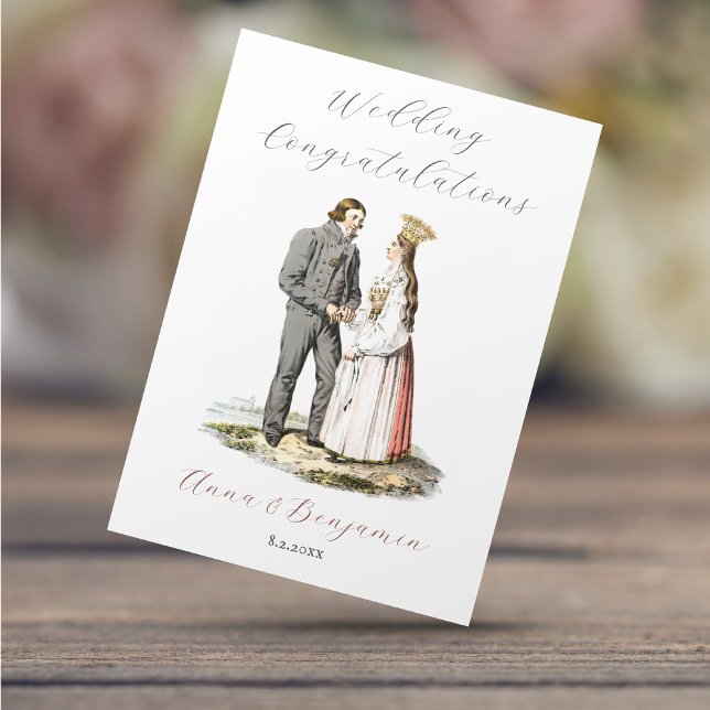 Cartão Vintage, Casal Folk Sueco (Criador carregado)