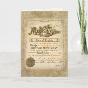 Cartão vintage Casamento Certificate para aniversário