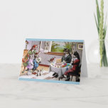 Cartão Vintage Cat Family Birthday Card<br><div class="desc">Retro / Vintage Birthday greeting card.  Mother cat and her children arrive to celebrate a grandparent's birthday!</div>