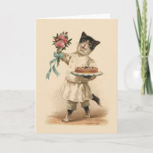 Cartão Vintage Cat Melhores Desejos