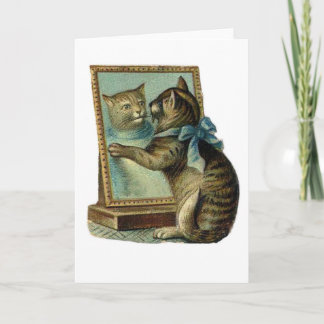 Cartão Vintage Cat no Notecard do Mirror