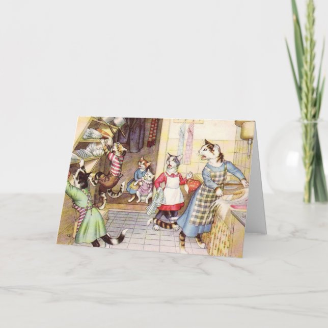 Cartão Vintage - Cats in the Kitchen, (Frente)