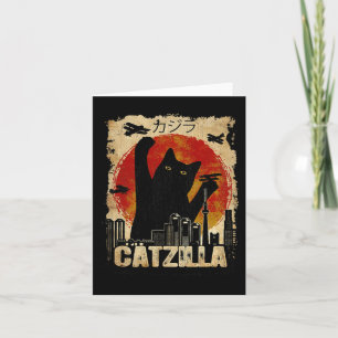 Cartão Vintage Catzilla - Gatinhos Engraçados E Gato Pull