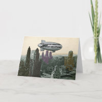 VINTAGE CHICAGO BLIMP SOBRE CITY QUIC BIRTHDAY PIC