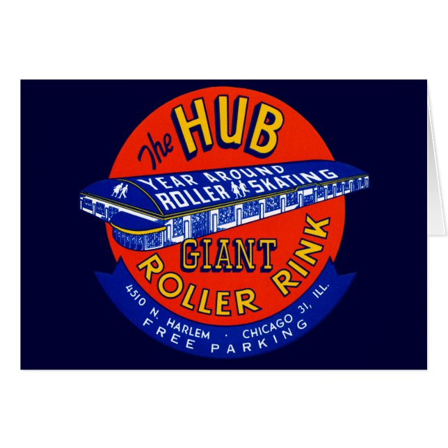 Cartão Vintage Chicago Roller Rink (Frente Horizontal)