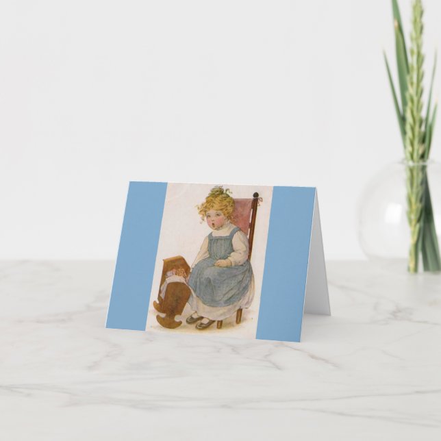 Cartão Vintage Child com Doll Painting Notecard (Frente)