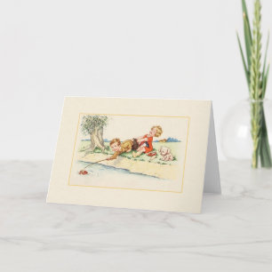 Cartão Vintage Children Fishing Note Card
