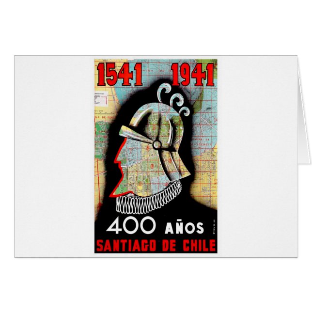 Cartão Vintage Chile Santiago Viagem (Frente Horizontal)