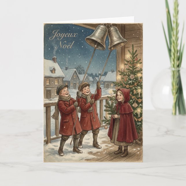 Cartão Vintage Christmas Bell Ringers Card (Frente)